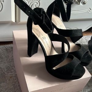 Black suede heels